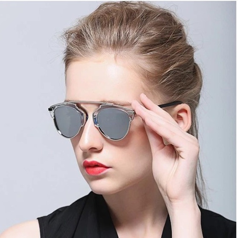 Womens Fashion Sunglasses Trendy‎ Designer Inspired Silver Mirror Lens Festival